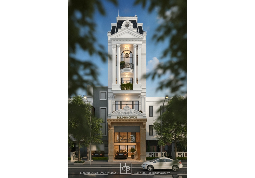 Mẫu Building Văn phòng 5 tầng Tân Cổ Điển