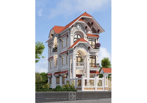 Không thể rời mắt biệt thự 4 tầng tân cổ điển mái cụp độc đáo