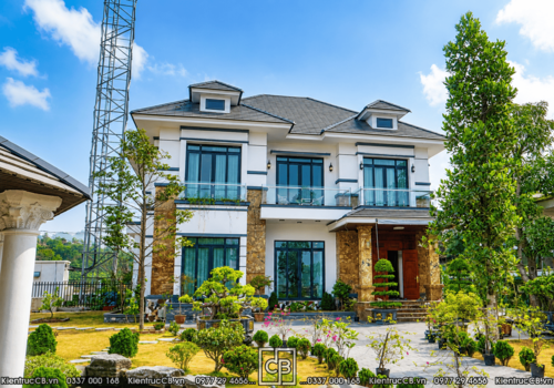 HOÀN THIỆN KIẾN TRÚC BIỆT THỰ 2 TẦNG HIỆN ĐẠI NHÀ CHỊ HUẾ TẠI HÒA BÌNH