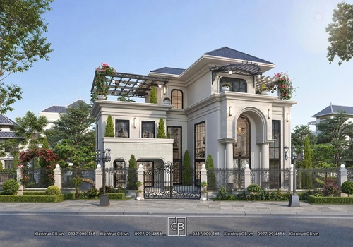 Không gian hoa lệ của mẫu biệt thự 3 mặt tiền ở thành phố Thái Bình