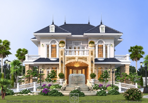 Ngắm nhìn nét đẹp thanh lịch, sang trọng trong mẫu biệt thự tân cổ đẹp ở Thái Nguyên (MSP: BT092104)