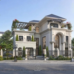 Không gian hoa lệ của mẫu biệt thự 3 mặt tiền ở thành phố Thái Bình