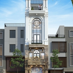 Mẫu thiết kế nhà phố 75m2 kết hợp kinh doanh theo phong cách tân cổ (MSP: NO0802105)