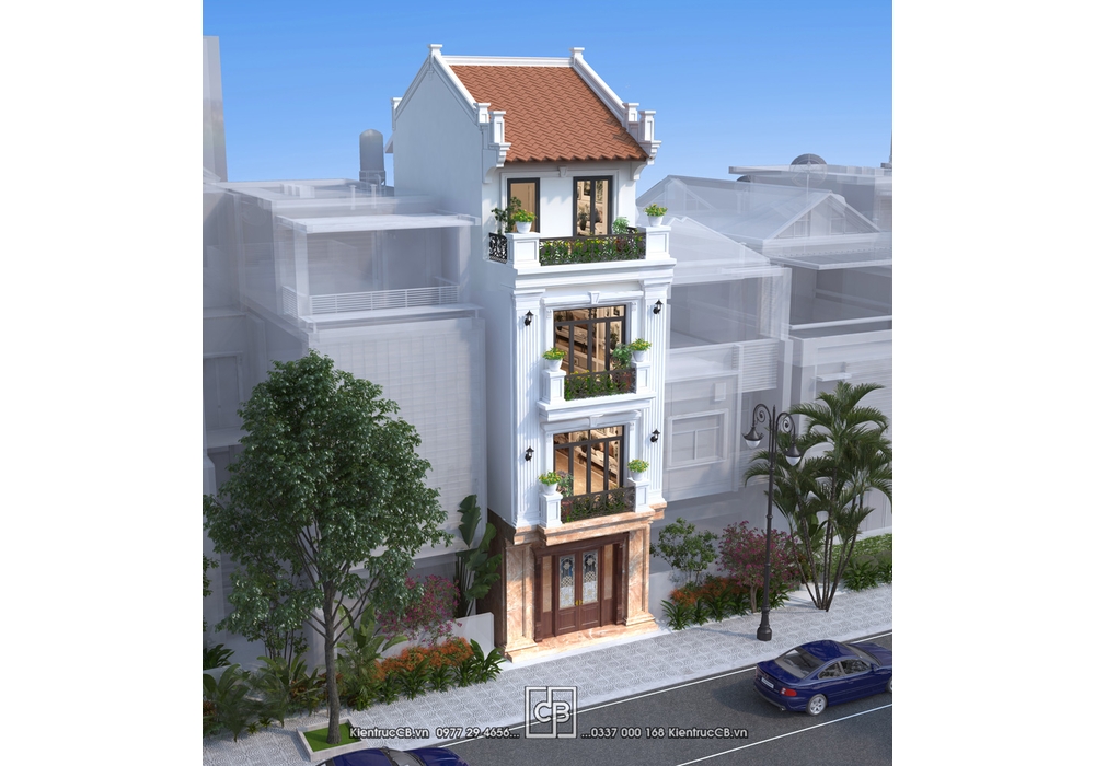 Mẫu nhà ống 4 tầng mang nét đẹp hoài cổ (MSP: NO012101)