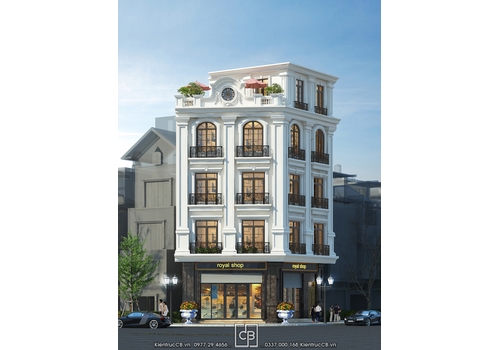 Thiết kế nhà ống 4 tầng 2 mặt tiền kinh doanh (MSP: NO022105)