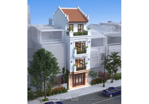 Mẫu nhà ống 4 tầng mang nét đẹp hoài cổ (MSP: NO012101)