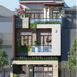 Mẫu nhà ống 3 tầng mái Nhật phong cách hiện đại (MSP: 022104)