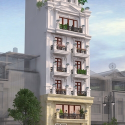 Ngất ngây mẫu thiết kế nhà phố tân cổ điển 6 tầng 1 tum