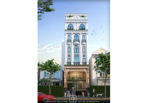 Mẫu nhà phố 6 tầng 1 tum kết hợp kinh doanh theo phong cách tân cổ điển