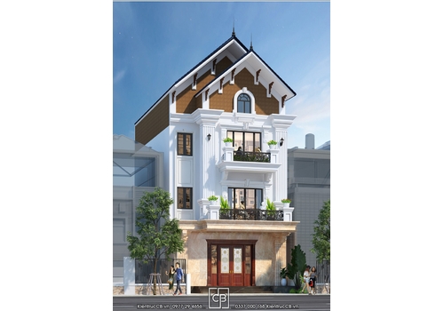 Thiết kế nhà ống 3 tầng 1 tum tân cổ điển (MSP: NT190801)