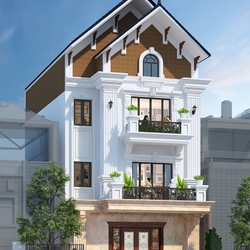 Thiết kế nhà ống 3 tầng 1 tum tân cổ điển (MSP: NT190801)