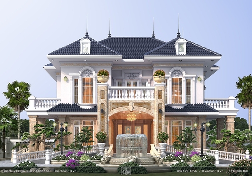 Ngắm nhìn nét đẹp thanh lịch, sang trọng trong mẫu biệt thự tân cổ đẹp ở Thái Nguyên (MSP: BT092104)