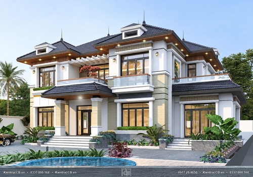 Biệt thự hiện đại mái Nhật ấn tượng tại Thái Nguyên