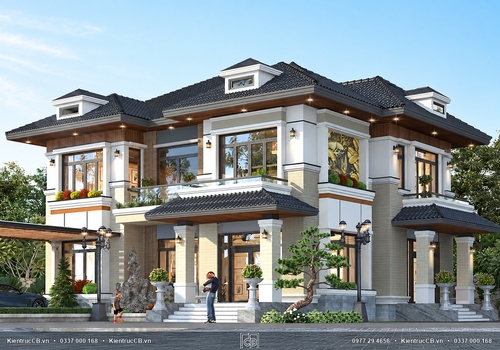 Mẫu biệt thự 2 mặt tiền theo phong cách hiện đại ở TP. Hòa Bình
