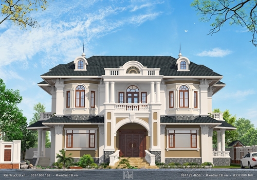 Mẫu biệt thự 2 tầng phong cách tân cổ mới nhất năm 2019