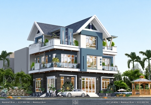 Mẫu biệt thự hiện đại 3 tầng mái Thái theo phong cách năng động (MSP: BH151001)