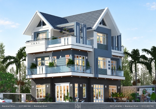 Mẫu thiết kế biệt thự 2 tầng 1 tum phong cách hiện đại (MSP: BH120801)