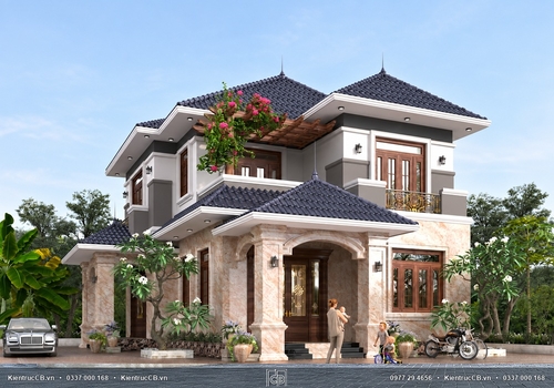 Mẫu thiết kế biệt thự 2 tầng mái Nhật phong cách hiện đại (MSP: BH131001)