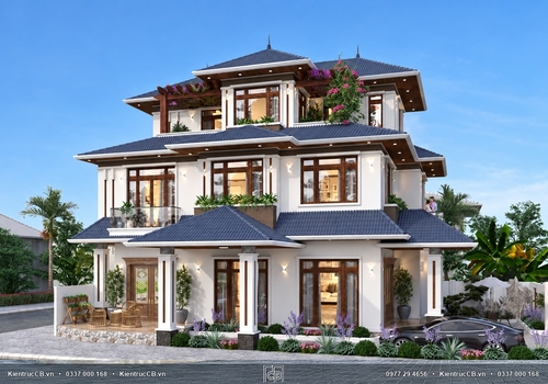 Ngắm nhìn tổng thể mẫu biệt thự mái Nhật hiện đại ở thành phố Hưng Yên