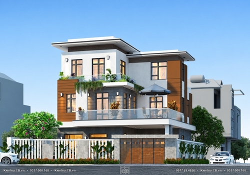Thiết kế biệt thự 3 tầng hiện đại chữ L (MSP: BT012101)