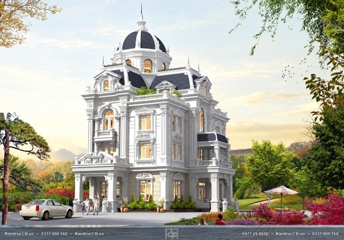 Thiết kế biệt thự kiểu lâu đài phong cách tân cổ điển xa hoa và tráng lệ