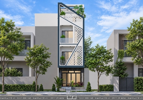 Mẫu thiết kế nhà ống 3 tầng 1 tum hiện đại (MSP:NO092001)