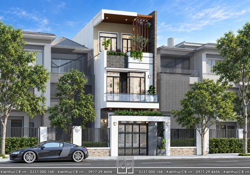 Mẫu nhà ống 3 tầng đẹp phong cách hiện đại (MSP: NO032102)