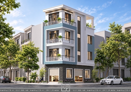 Mẫu nhà ống đẹp 4 tầng 2 mặt tiền (MSP: NO082018)