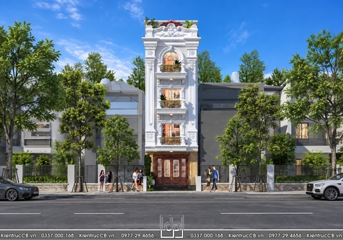 Mẫu nhà ống đẹp 4 tầng phong cách tân cổ điển (NO042102)