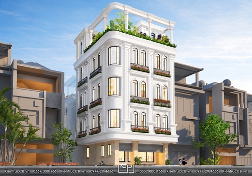 Mẫu thiết kế nhà phố kinh doanh 4 tầng 1 tum - Xuân Đỉnh, Hà Nội