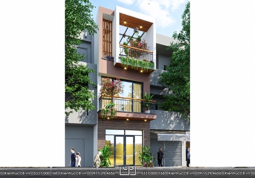 Thiết kế nhà phố hiện đại 3 tầng sang trọng - anh Hùng, Long Biên