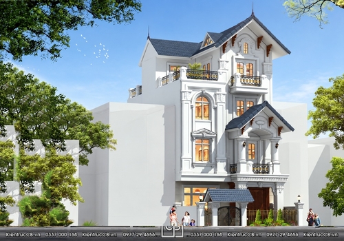 Thu hút mẫu thiết kế nhà phố 4 tầng tân cổ điển đẹp mắt