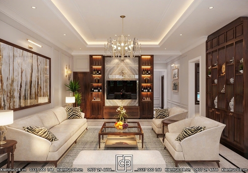 Nội thất biệt thự Geleximco cô Thủy – Vẻ đẹp tân cổ điển