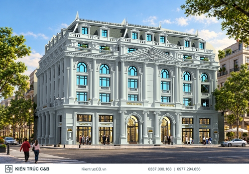 Thiết kế Móng Cái Hotel với hệ cột và cửa vòm cổ điển