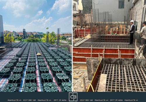 Thi công nhà anh Phượng tại Quốc Oai: từ móng đến sàn