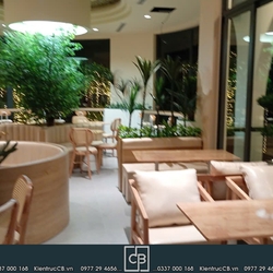 Nội thất Bổng Thế Coffee: đường cong và không gian xanh