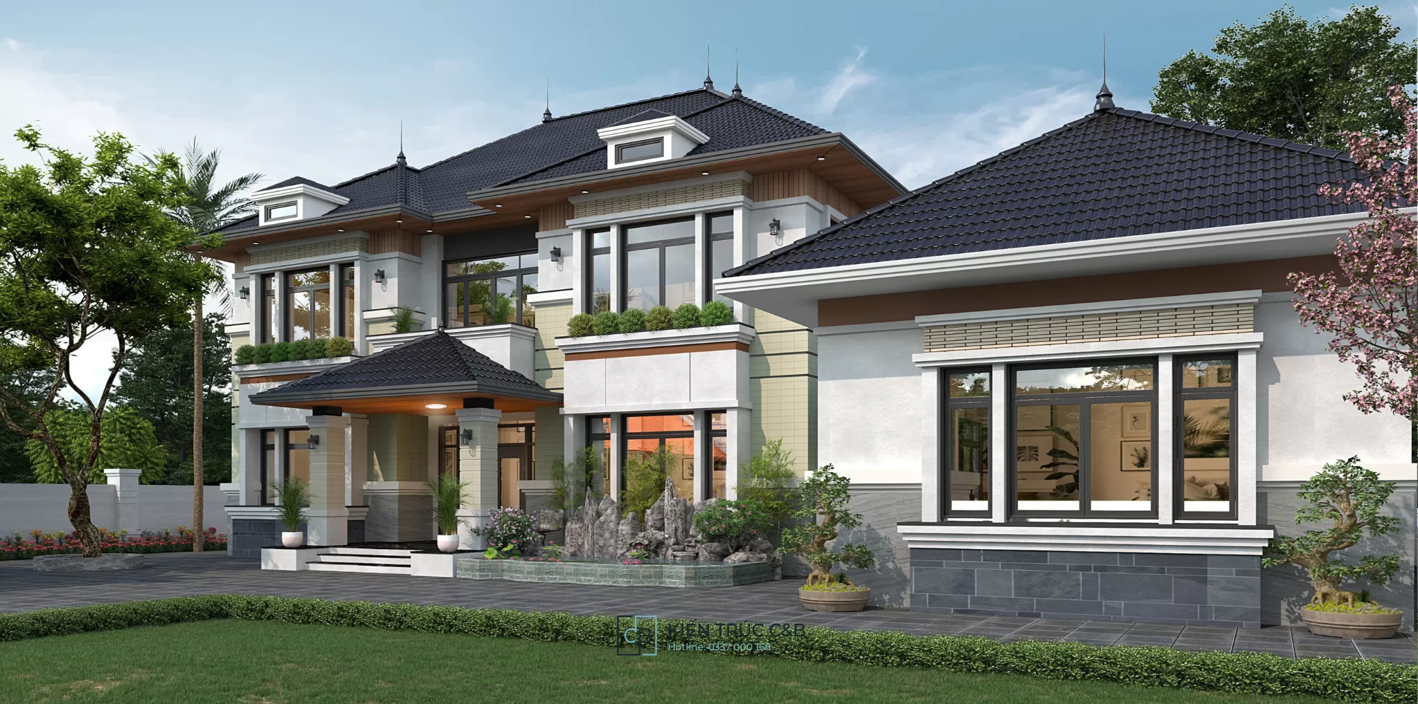 Biệt thự hiện đại 2 tầng mái Nhật