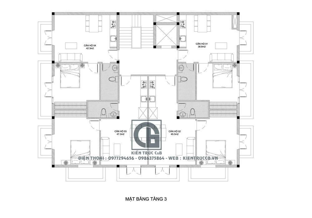 Mặt bằng tầng 3 kèm phương án văn phòng hai mặt tiền. Mặt bằng tầng 3 kèm phương án văn phòng hai mặt tiền