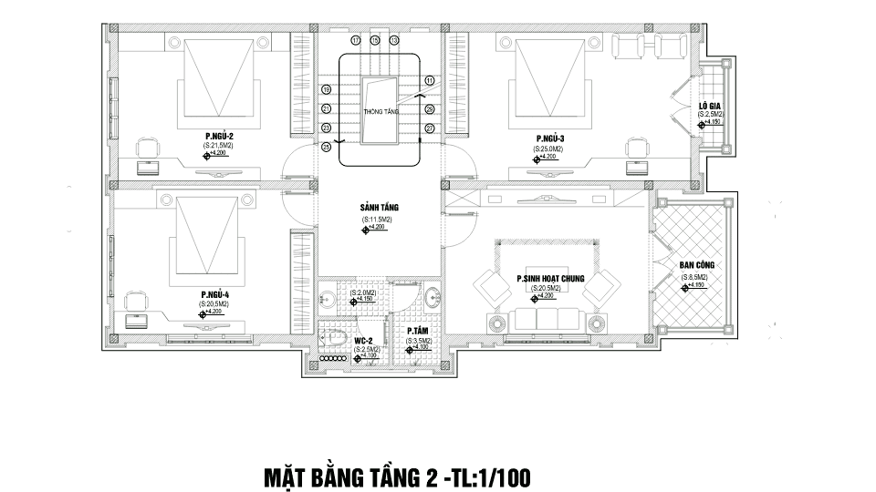 Biệt thự 3 tầng kiểu tân cổ 2