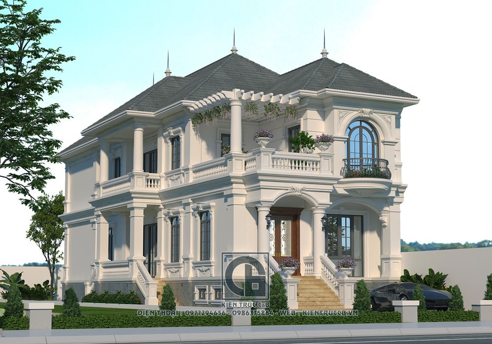 Ấn tượng thiết kế mẫu biệt thự 2 tầng mang phong cách Pháp