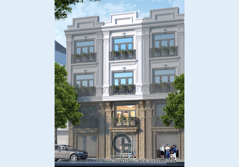 Thiết kế nhà phố kết hợp cho thuê phong cách kiến trúc tân cổ