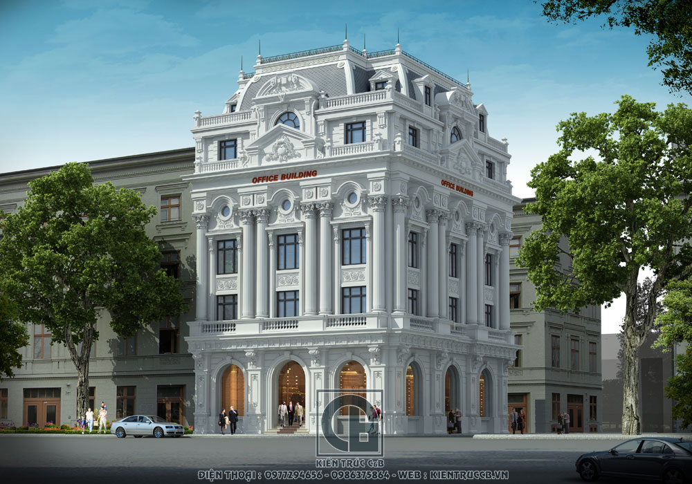 Thiết kế tòa nhà văn phòng 2 mặt tiền mới nhất - Kientruccb.vn