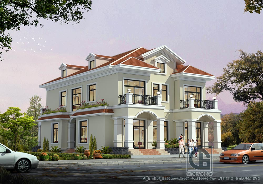 Mẫu biệt thự 2 tầng mái Thái thiết kế theo phong cách tân cổ ấn tượng nhất