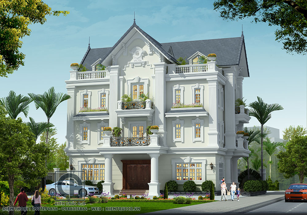 Thiết kế biệt thự tân cổ 3 tầng tại Ninh Bình- Vẻ đẹp quý phái hoàng gia