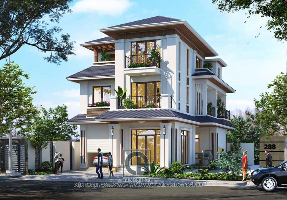 Kiến trúc biệt thự 3 tầng mái Thái- Nét đẹp dung hòa tinh tế