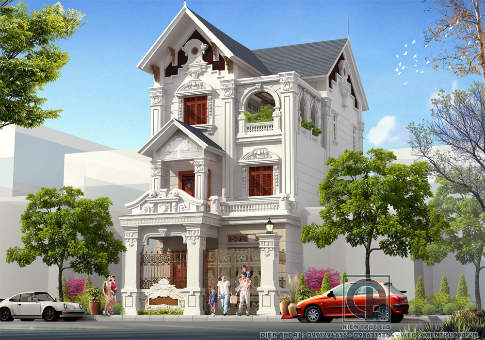 Ngất ngây mẫu biệt thự tân cổ 3 tầng mái Thái