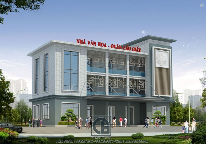 Mẫu kiến trúc building Nhà văn hóa Quận Cầu Giấy phong cách tân cổ điển 1