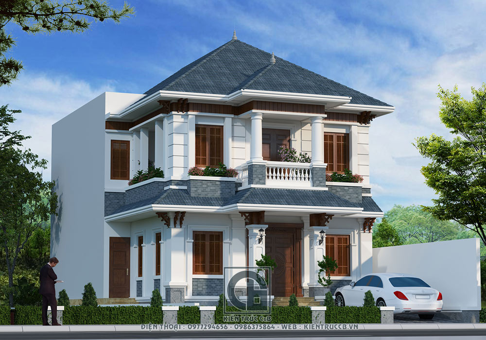 Thiết kế biệt thự hiện đại 2 tầng mái Thái - Chương Mỹ, Hà Nội