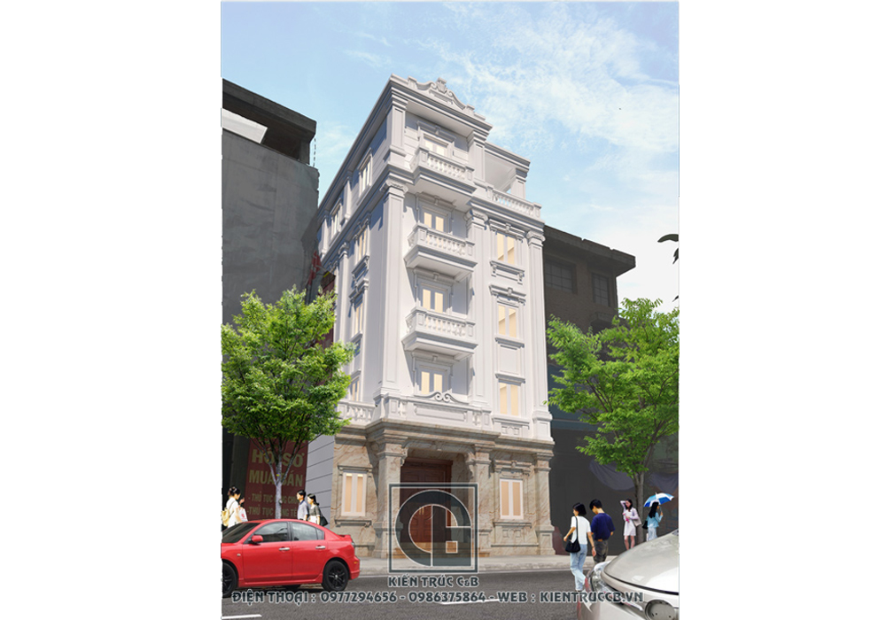 Mẫu Thiết kế nhà phố phong cách tân cổ điển 5 tầng