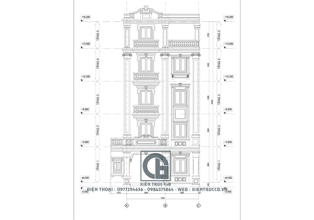 Kiến trúc nhà phố 2 mặt tiền phong cách tân cổ điển lãng mạn2